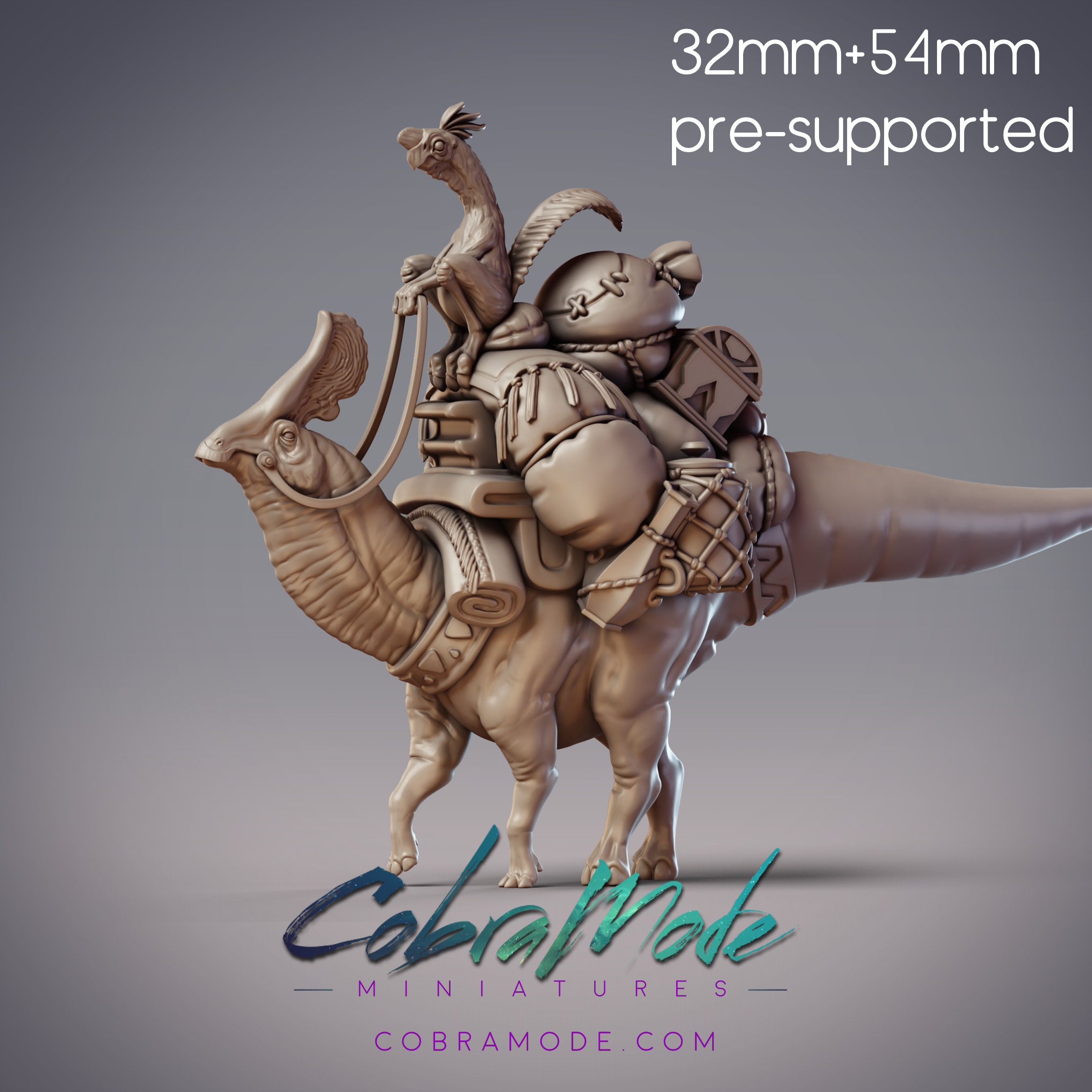 Dinosaur Folk Tamer and Mount - Jorak, Dinovian Beast Handler and Solivusaurus Mount (Pre-supported)